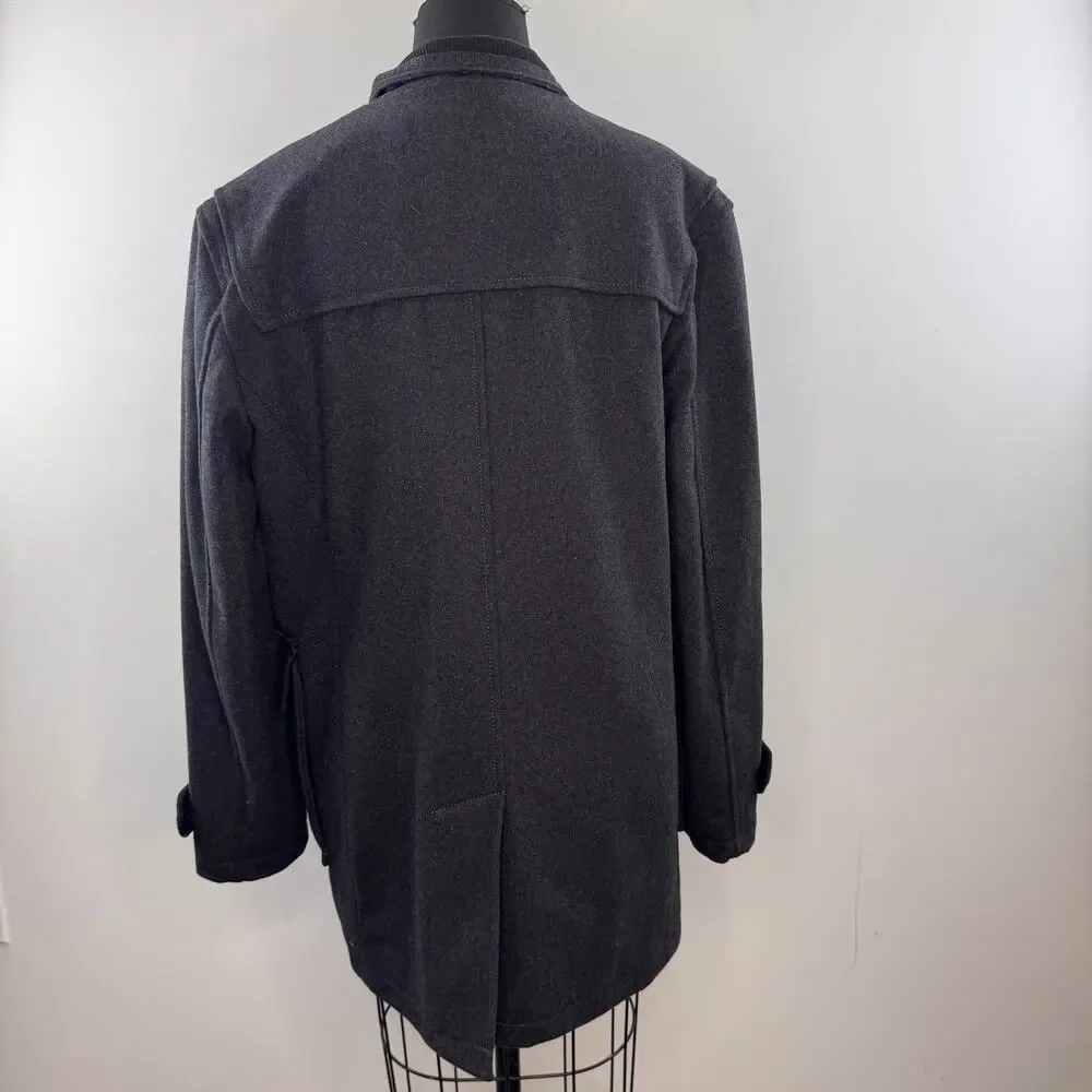 ZARA Dark Gray Duffle Coat Wool Mock Neck Long Sleeve Casual Full Zip M Medium